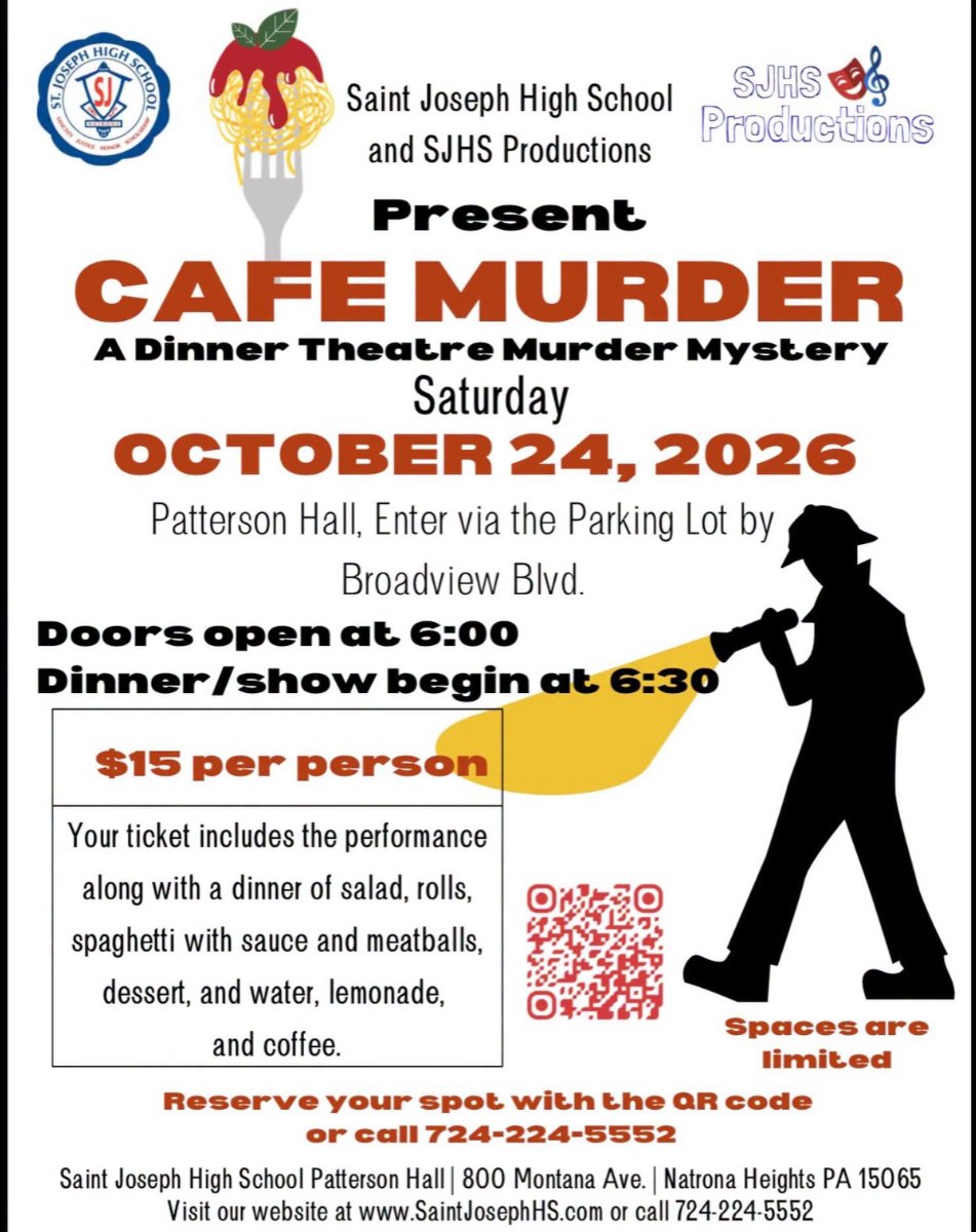 cafe murder mystery event flyer